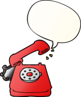 tecknad serie gammal telefon med Tal bubbla i slät lutning stil png