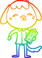 arco Iris gradiente linha desenhando do uma feliz desenho animado escritório trabalhador cachorro png