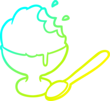 cold gradient line drawing of a ice cream dessert in bowl png