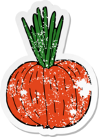 distressed sticker of a cartoon vegetable png