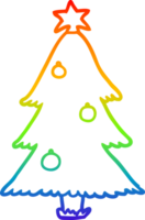 rainbow gradient line drawing of a christmas tree png