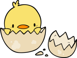 lindo pollito de dibujos animados saliendo del huevo png
