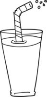 hand drawn black and white cartoon fizzy drink in glass png