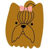 Yorkshire Terrier head cute on a white background, illustration. vector