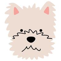 West Highland White Terrier head cute on a white background, illustration. vector