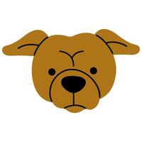 Pitbull head cute on a white background, illustration. vector