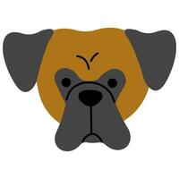 Boxer head cute on a white background, illustration. vector
