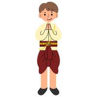 Thai traditional costume cute on a white background, illustration. vector