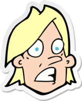 sticker of a cartoon frightened face png