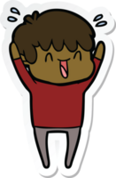 sticker of a cartoon laughing boy png