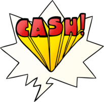 cartoon word cash with speech bubble in smooth gradient style png