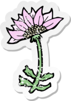 Retro beunruhigter Aufkleber einer Cartoon-Blume png