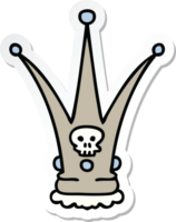 sticker of a quirky hand drawn cartoon death crown png