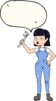 hand dragen komisk bok Tal bubbla tecknad serie kvinna rörmokare png