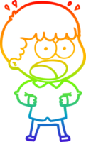 rainbow gradient line drawing of a cartoon shocked man png