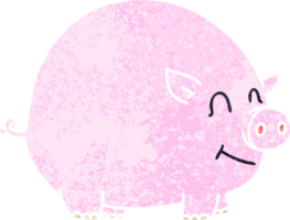 retro illustration style quirky cartoon pig png