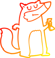 warm gradient line drawing of a cartoon badger holding cash png