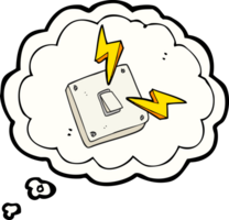 hand drawn thought bubble cartoon sparking electric light switch png