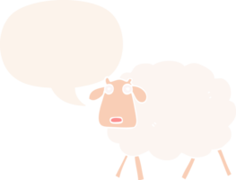 cartoon sheep with speech bubble in retro style png