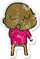 distressed sticker of a cartoon bald man png