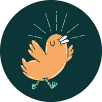 icon of a tattoo style happy bird png