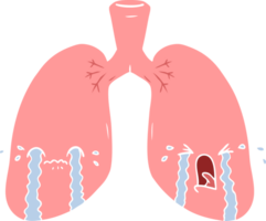 pulmones de dibujos animados de estilo de color plano llorando png