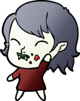 cartoon vampire girl with blood on cheek png