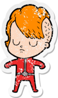 distressed sticker of a cartoon woman png