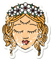 distressed sticker tattoo in traditional style of female face with third eye png