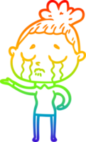 arco Iris gradiente linha desenhando do uma desenho animado chorando mulher png