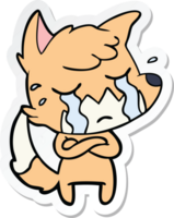 sticker of a crying fox cartoon png