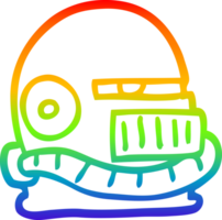 rainbow gradient line drawing of a cartoon futuristic helmet png