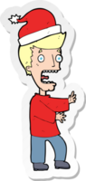 sticker of a cartoon man ready for christmas png