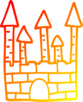 warm gradient line drawing of a cartoon traditional castle png