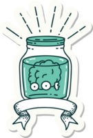 sticker of a tattoo style brain in jar png