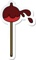 sticker of a quirky hand drawn cartoon toffee apple png