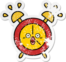 distressed sticker of a cute cartoon alarm clock png