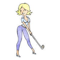 cartoon woman playing golf png