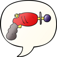 cartoon ray gun with speech bubble in smooth gradient style png