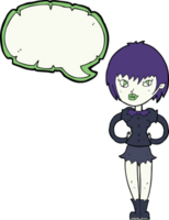 cartoon pretty vampire girl with speech bubble png