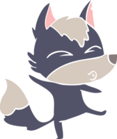 flat color style cartoon wolf pouting png