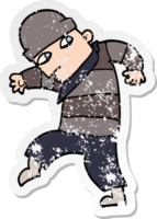 distressed sticker of a cartoon sneaking thief png