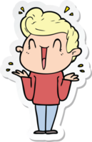 sticker of a cartoon excited man png