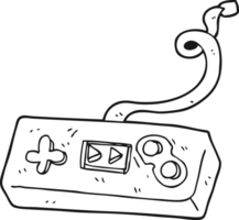 hand drawn black and white cartoon game controller png