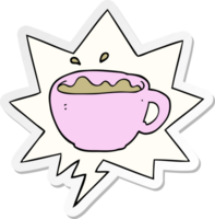 cartoon coffee cup with speech bubble sticker png