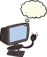 cartoon computer with thought bubble png