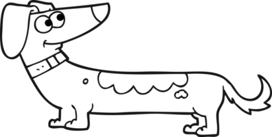 hand drawn black and white cartoon dog png