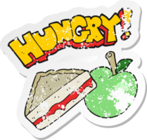 retro distressed sticker of a cartoon packed lunch png