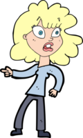 cartoon worried woman pointing png