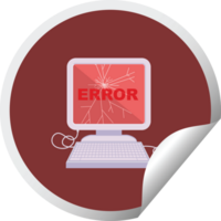 broken computer graphic   illustration circular sticker png